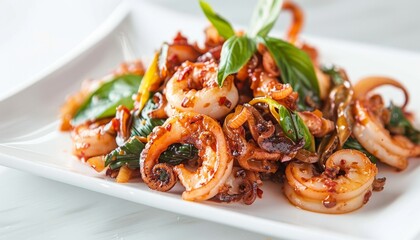Sizzling Stir-Fried Squid with Fragrant Basil: A Taste of Asia