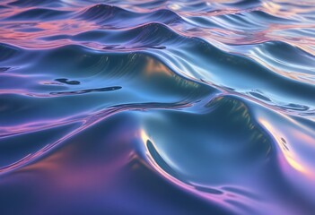 Fototapeta premium Holographic sea waves close up with reflecting sun rays