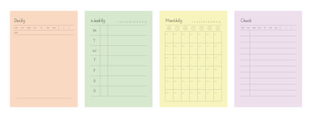 Daily weekly monthly and check list (pastel) planner.
