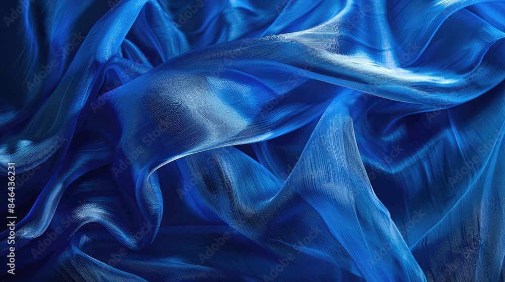 Poster blue fabric illuminated from behind transforms into a captivating background for visual arts
