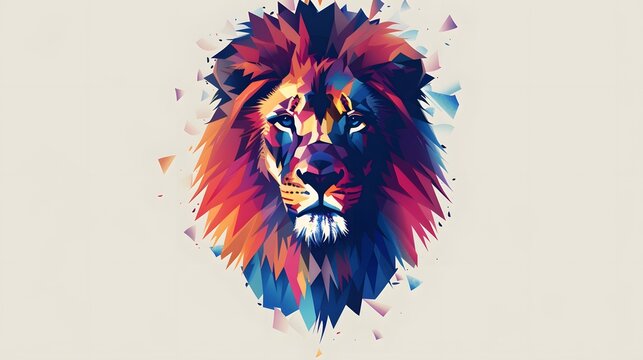 low poly lion head vector illustration on white background