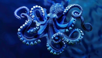 Obraz premium The Mysterious Blue Octopus: A Symbol of the Sea Monster on International Octopus Day - March 7th