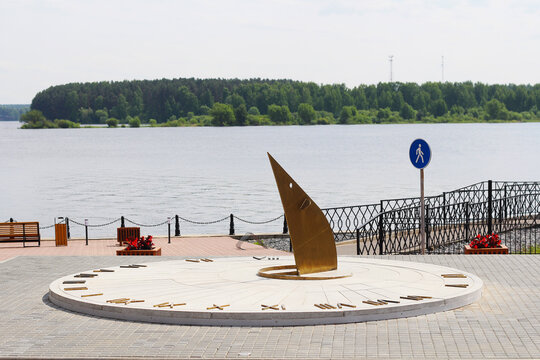 Sundial. the city of Myshkin. Yaroslavl region, Russia.