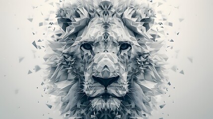low poly lion head vector illustration on white background