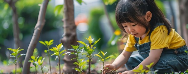A guide showing children how to care for young trees