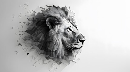 low poly lion head vector illustration on white background
