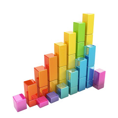 Colorful blocks forming an ascending graph, symbolizing growth, success, and positive progress.