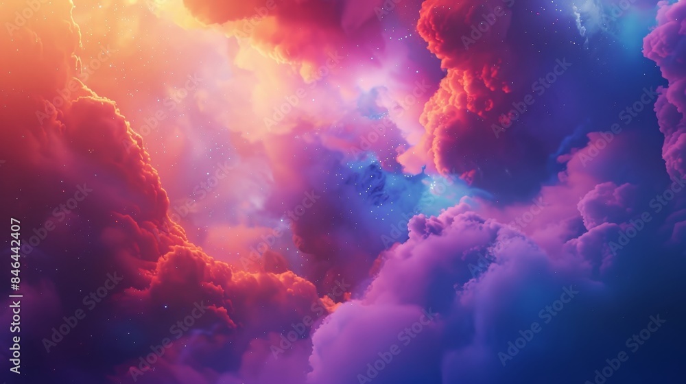 Wall mural Ethereal Dawn: A Colorful Nebula Illuminating the Cosmos. Ai generated