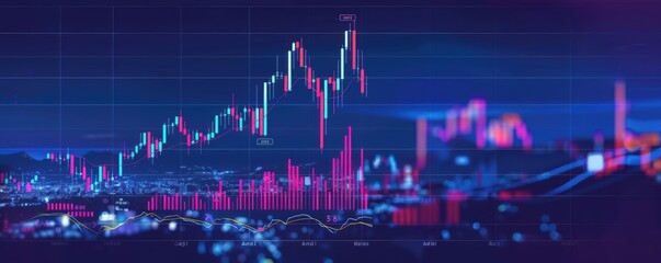 Flat design stock market app, colorful graphs, clean typography, modern look, user-friendly
