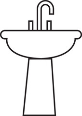 Kitchen Washbasin line icon. Sink with tap symbol, Kitchen furniture sign editable stock for mobile concept, web design. Bathroom symbol. Sink cleaning vector in trendy style on transparent background