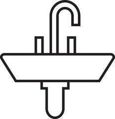 Kitchen Washbasin line icon. Sink with tap symbol, Kitchen furniture sign editable stock for mobile concept, web design. Bathroom symbol. Sink cleaning vector in trendy style on transparent background