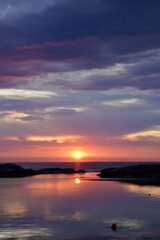 Scenic sunset view from the shore. Kristiansund, Norway