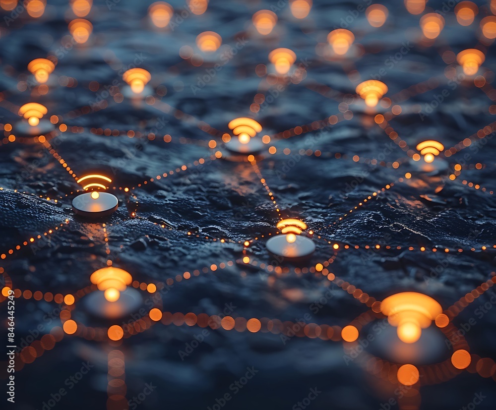 Poster abstract tech images showing many networks and wi-fi connections
