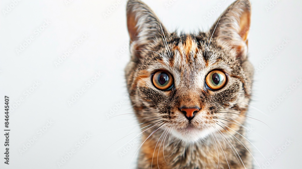 Poster a close-up portrait captures the curiosity in the eyes of a cat as it gazes directly at the camera a