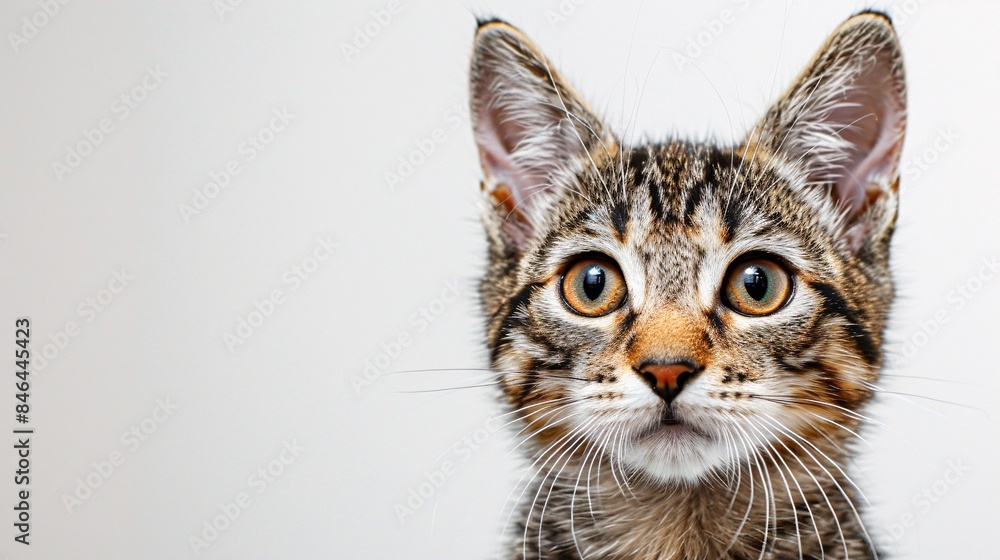 Poster a close-up portrait captures the curiosity in the eyes of a cat as it gazes directly at the camera a