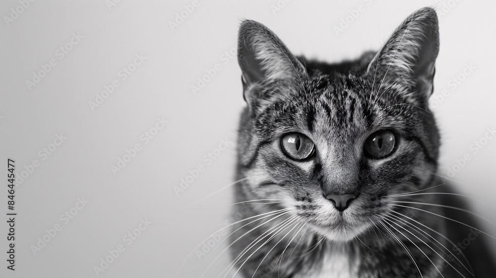 Poster a close-up portrait captures the curiosity in the eyes of a cat as it gazes directly at the camera a