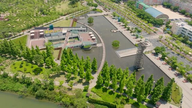 Busan citizenpark park view visitor center 4K drone 02