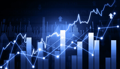 Stock market graph forex trading. 3d illustration.