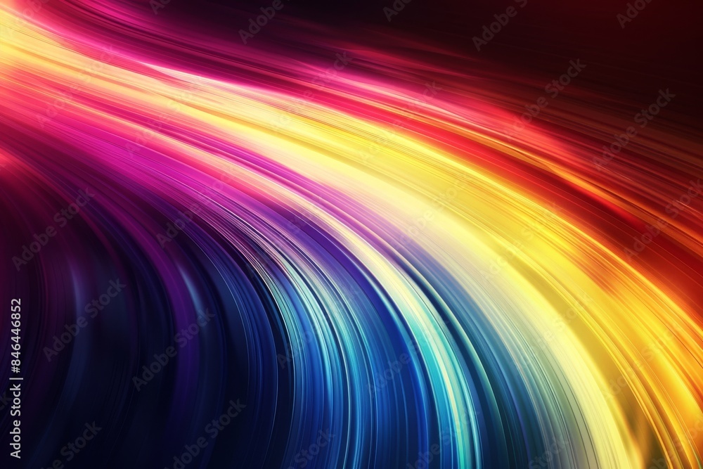 Aufkleber vibrant neon light trails with rainbow hues, set against a dark background, creating a dynamic and h