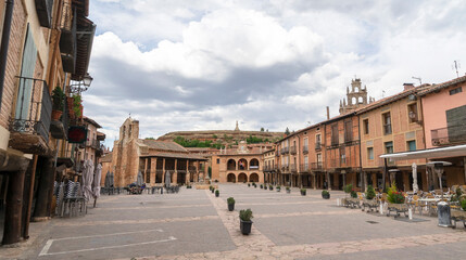 Fototapeta premium Panoramic view of the main square and town hall in the medieval town and village of Ayllon. Segovia.