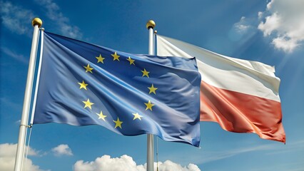 Poland & European Union: Flags Side-by-Side