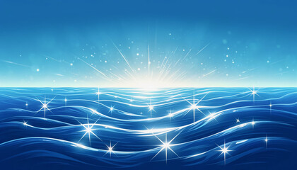 キラキラ光る水面　背景、壁紙　（ AI生成画像 ）