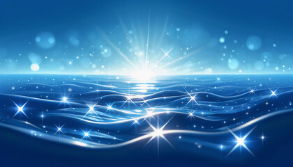 キラキラ光る水面　背景、壁紙　（ AI生成画像 ）