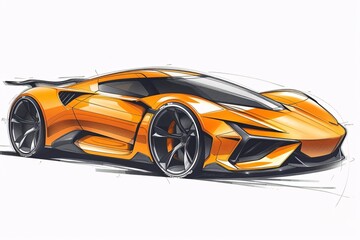 AI generated illustration of concept design sketches of futuristic supercars