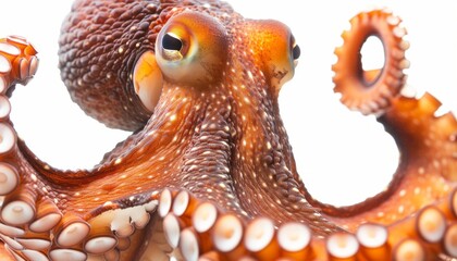 Obraz premium Mesmerizing Close-Up: A Lone Octopus in White Isolation