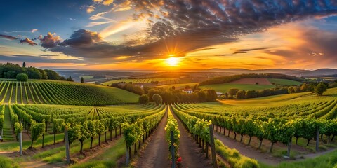 vineyard at sunset