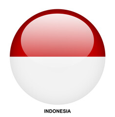 INDONESIA flag button on white background
