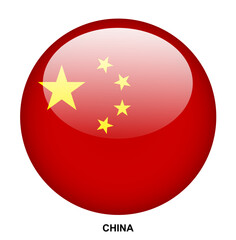 CHINA flag button on white background