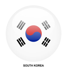 SOUTH KOREA flag button on white background