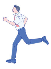 笑顔で走り出す男子学生