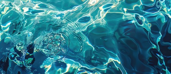 Fototapeta premium Engaging and natural version: Abstract Closeup of Sunlit Blue Water Surface for Graphic Design