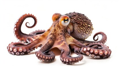 Fototapeta premium Mesmerizing Close-up: Common Octopus on White Background