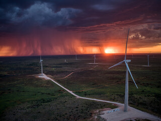 Aerial view of a wind farm in South Africa