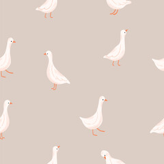 Seamless Pattern with Cute Goose