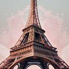 
Eiffel Tower with flowers around it