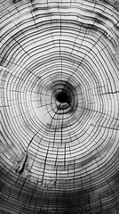 Black and white wood grain circular pattern