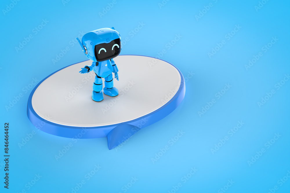 Poster personal assistant robot chat with speech bubble