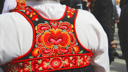 A national Norwegian Bunad costume.
