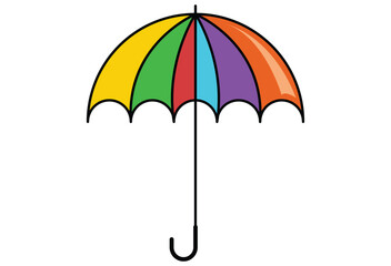 Umbrella illustration. Flat design. Vector rainbow color style red, orange, yellow green, blue, light blue color used.