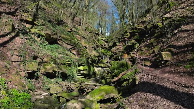 Scenic view of Margaretsenhchlucht Gorge Neckartal-Odenwald walking path by river Neckar in Germany