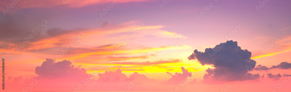 Wall mural Sunset Sky  on the beach with Twilight in the Evening as the colors of Sunset Horizon scene