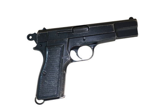 Closeup of Browning HP 35, HI POWER. 9 mm automatic pistol
