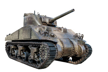 Obraz premium M4 Sherman tank from World War II on white background