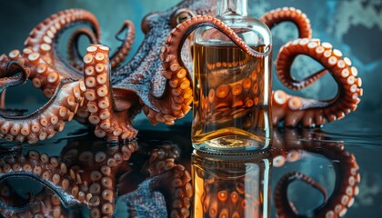 Fototapeta premium Octopus Mixologist: Crafting Cocktails with Eight Arms