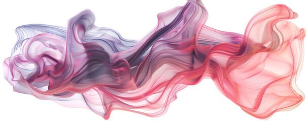 Colorful abstract smoke or fabric design with flowing shapes in pink and purple tones on a white background, perfect for creative projects. © reels