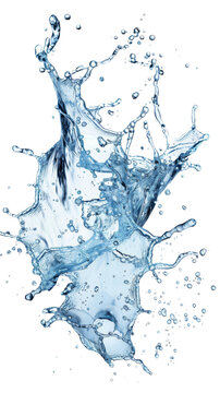Dynamic water splash captured mid-air against a transparent background, showcasing the fluid motion and clarity of the water droplets.
